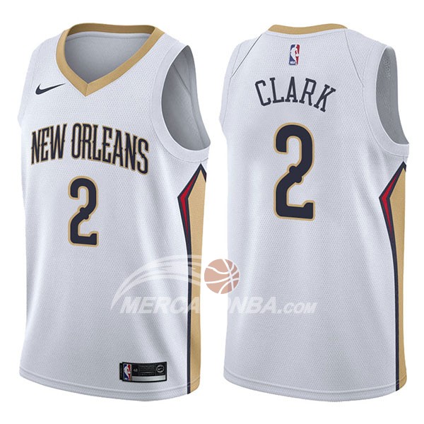 Maglia NBA New Orleans Pelicans Ian Clark Association 2017-18 Bianco